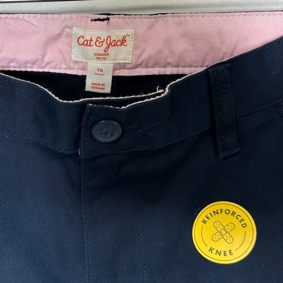 Cat & Jack Girls Straight leg Navy Blue Uniform pant chino - NWT size 16 (pair) - Picture 5 of 7